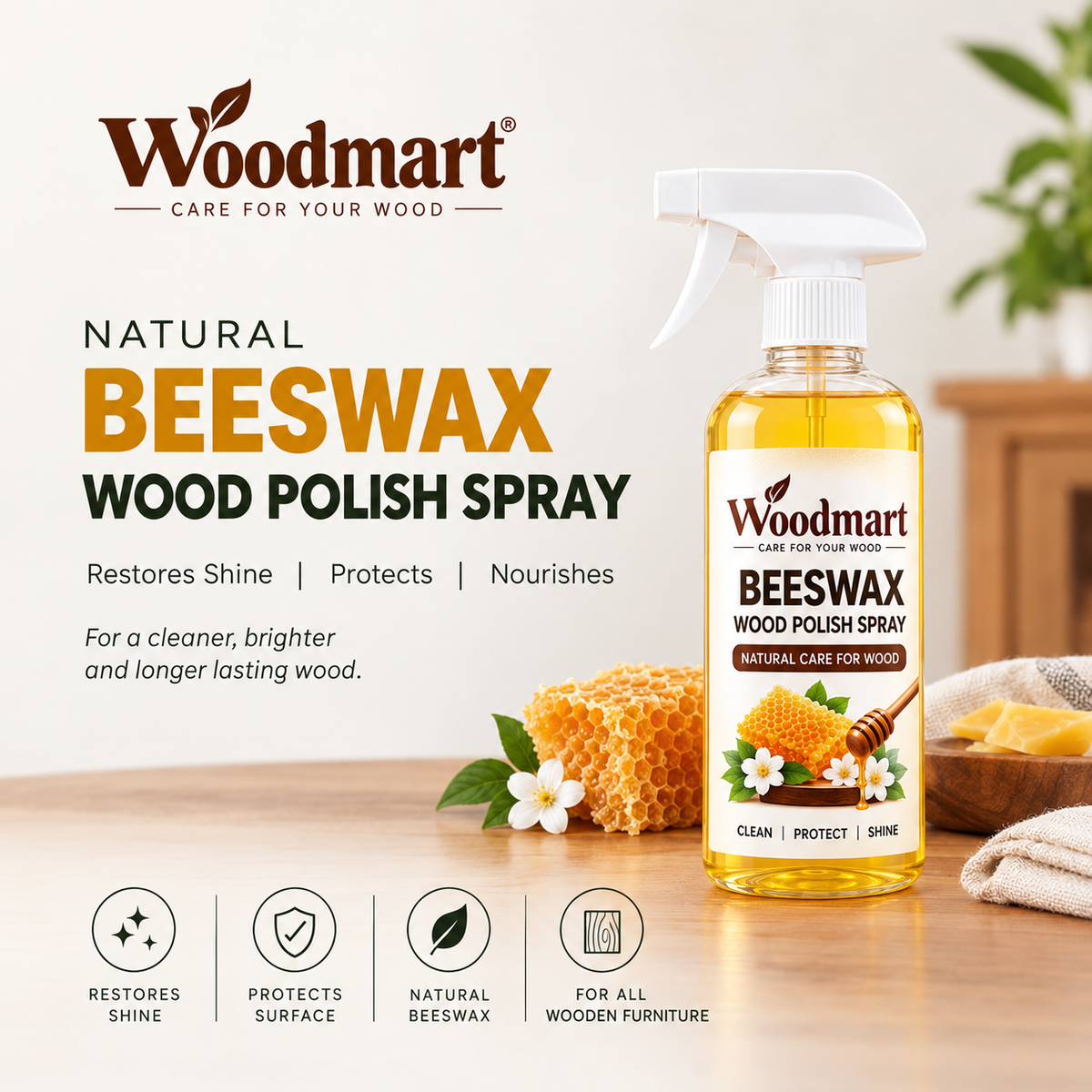 Woodora Beeswax Wood Polish Spray | Buy 1 Get 1 FREE